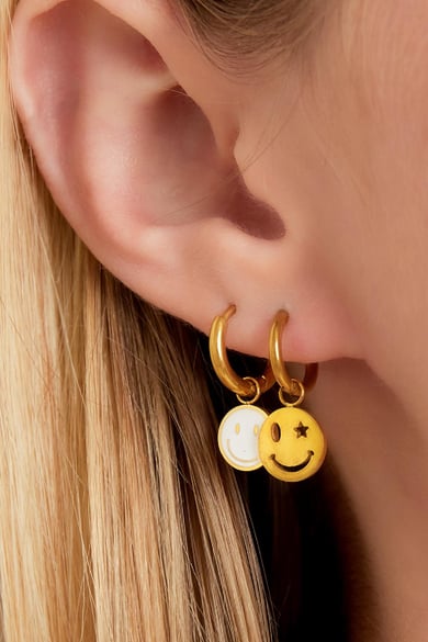 Edelstahl Ohrring Smiley und Stern  h5 Bild2